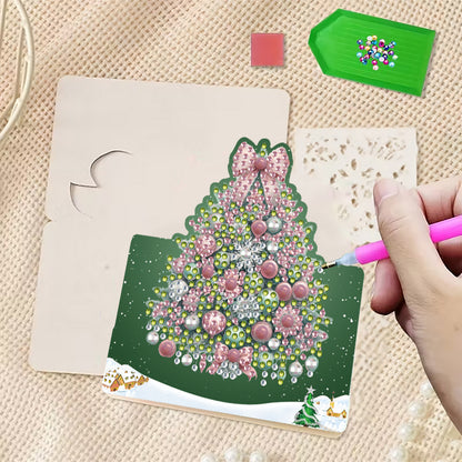 6 Packs Christmas Tree DIY Diamond Painting Greeting Cards for Adults Gifts