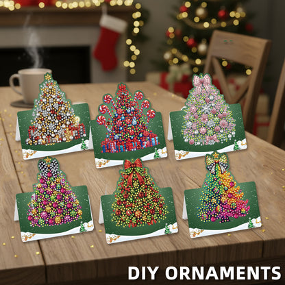 6 Packs Christmas Tree DIY Diamond Painting Greeting Cards for Adults Gifts