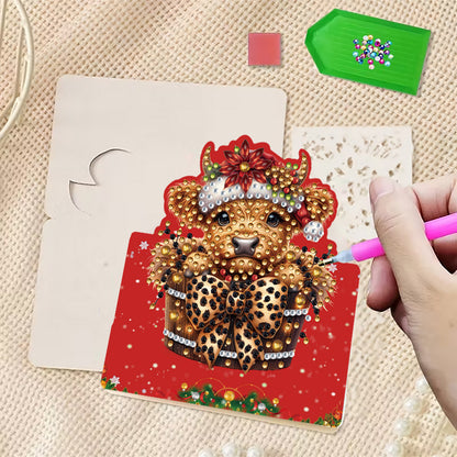 6 Packs Christmas Cow DIY Diamond Painting Greeting Cards for Adults Gifts
