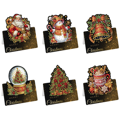 6 Packs Christmas Elements 1 DIY Diamond Painting Greeting Cards for Adults Gift