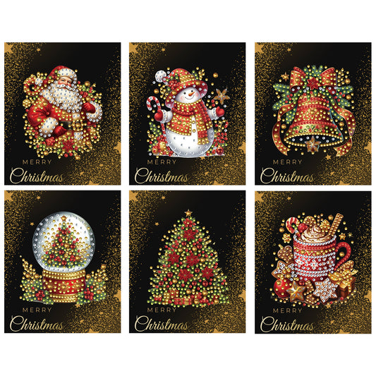 6 Packs Christmas Elements 1 DIY Diamond Painting Greeting Cards for Adults Gift