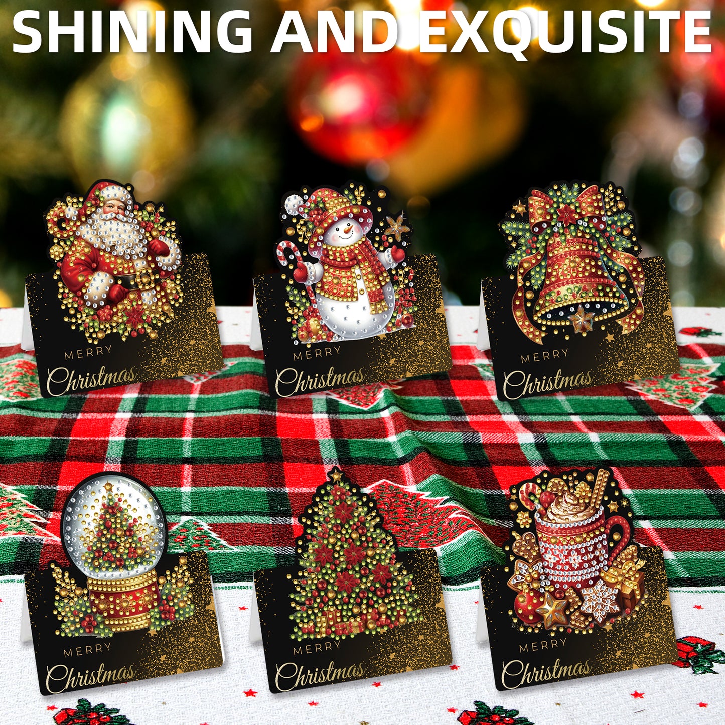 6 Packs Christmas Elements 1 DIY Diamond Painting Greeting Cards for Adults Gift