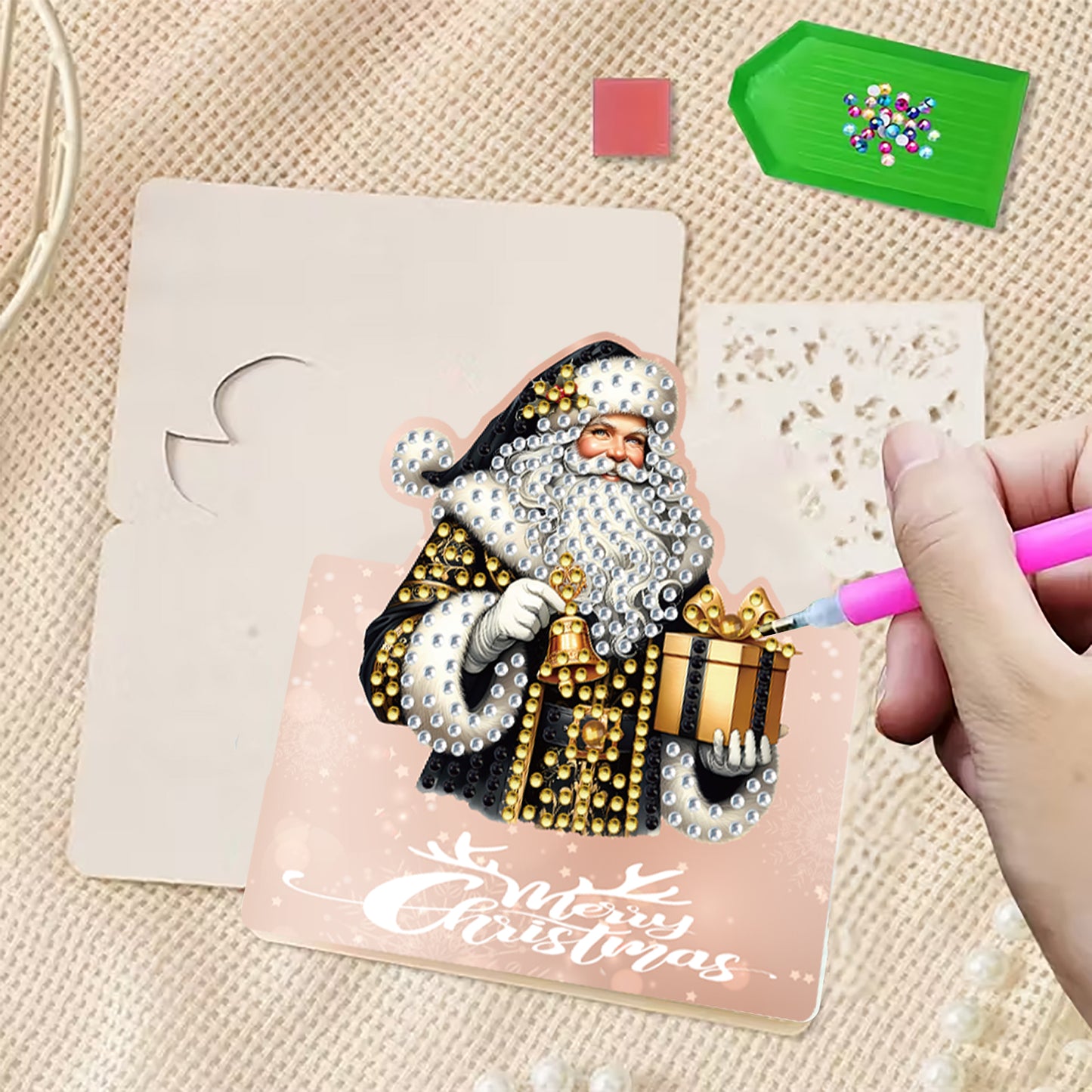 6 Packs Christmas Elements 2 DIY Diamond Painting Greeting Cards for Adults Gift