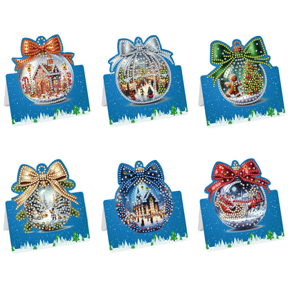 6 Packs Christmas Ball DIY Diamond Painting Greeting Cards for Adults Gifts