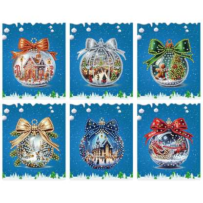 6 Packs Christmas Ball DIY Diamond Painting Greeting Cards for Adults Gifts