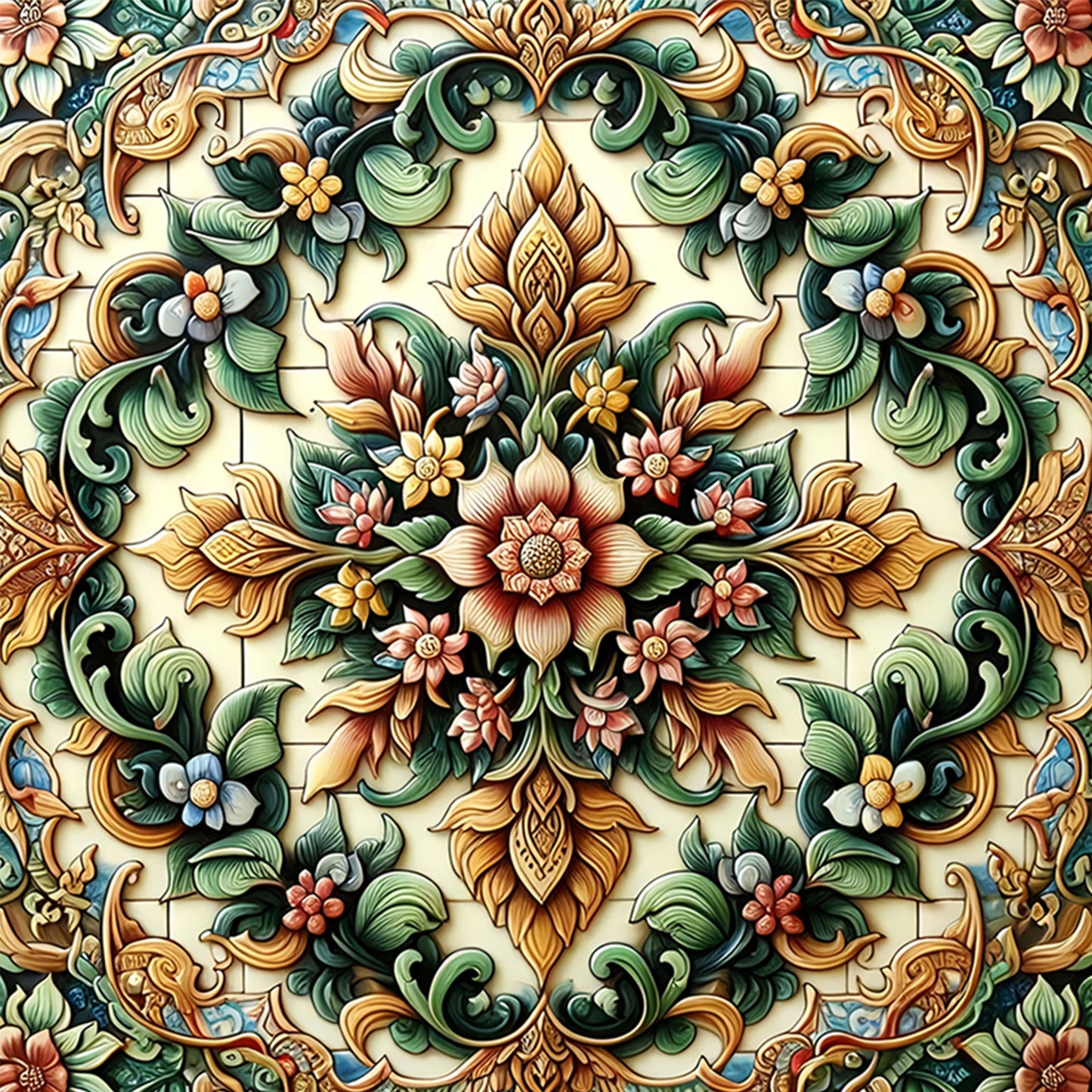 Floral Datura - Full Round Drill Diamond Painting 40*40CM