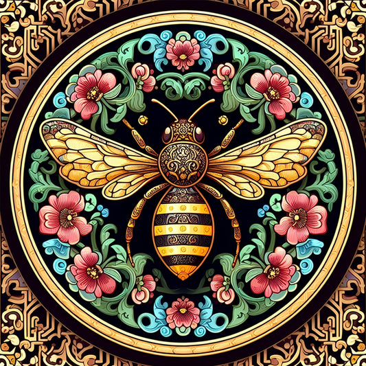 Floral Bees - Full Round Drill Diamond Painting 40*40CM
