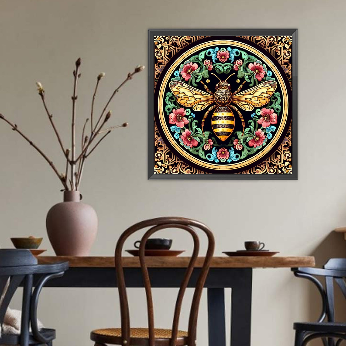 Floral Bees - Full Round Drill Diamond Painting 40*40CM