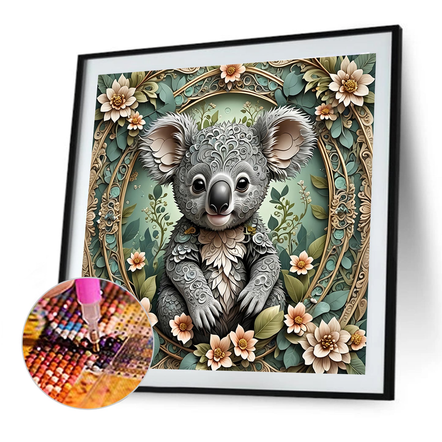 Floral Koala - Full Round Drill Diamond Painting 40*40CM