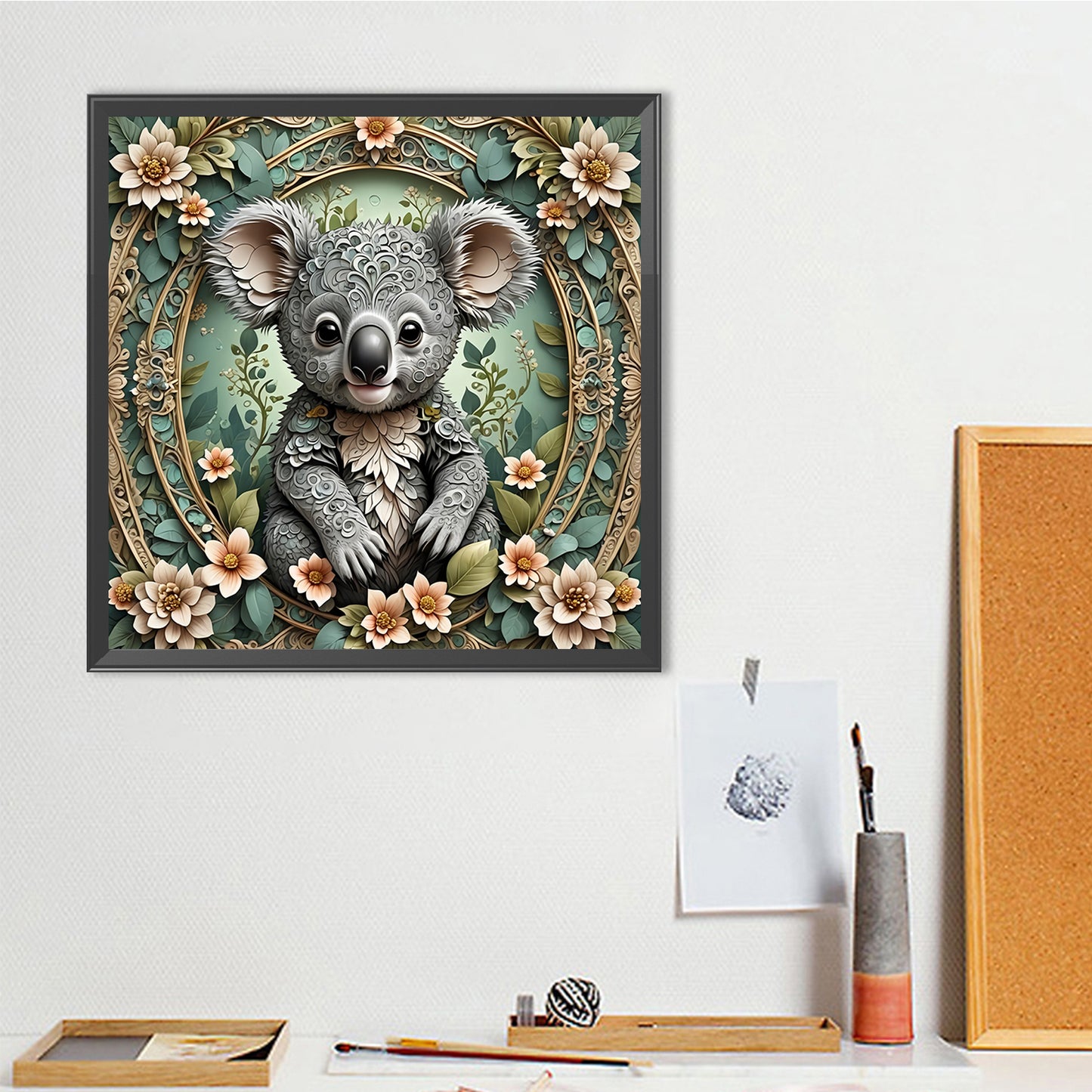 Floral Koala - Full Round Drill Diamond Painting 40*40CM