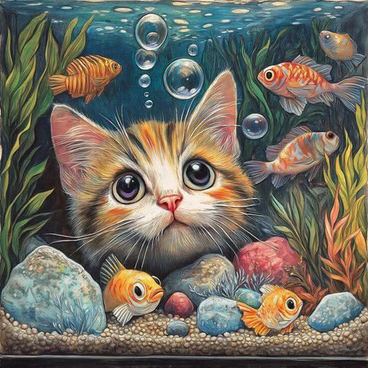 Kitten In Front Of The Water Tank - Full Round Drill Diamond Painting 40*40CM