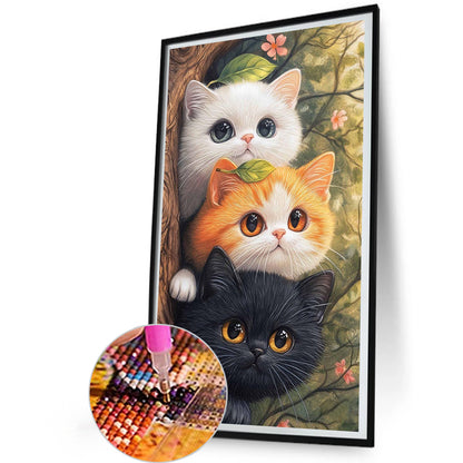 Tricolor Kitten - Full Round Drill Diamond Painting 30*50CM
