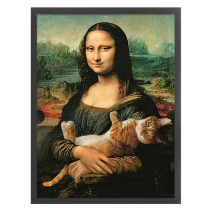 Mona Lisa And Cat - 14CT Stamped Cross Stitch 45*60CM (Mona Lisa Brand)