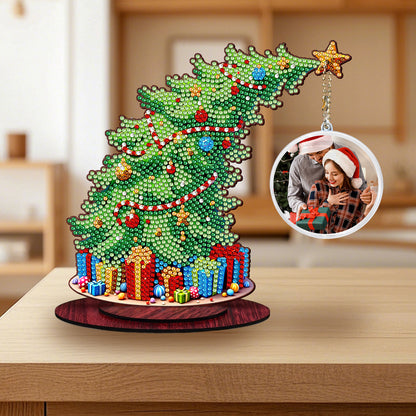 Christmas Tree DIY 2D Flat Wooden Desktop Diamond Art Kit for Adults Beginner(A)
