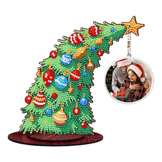 Photo Xmas Tree DIY 2D Flat Wooden Desktop Diamond Art Kit Home Table Decor (B)