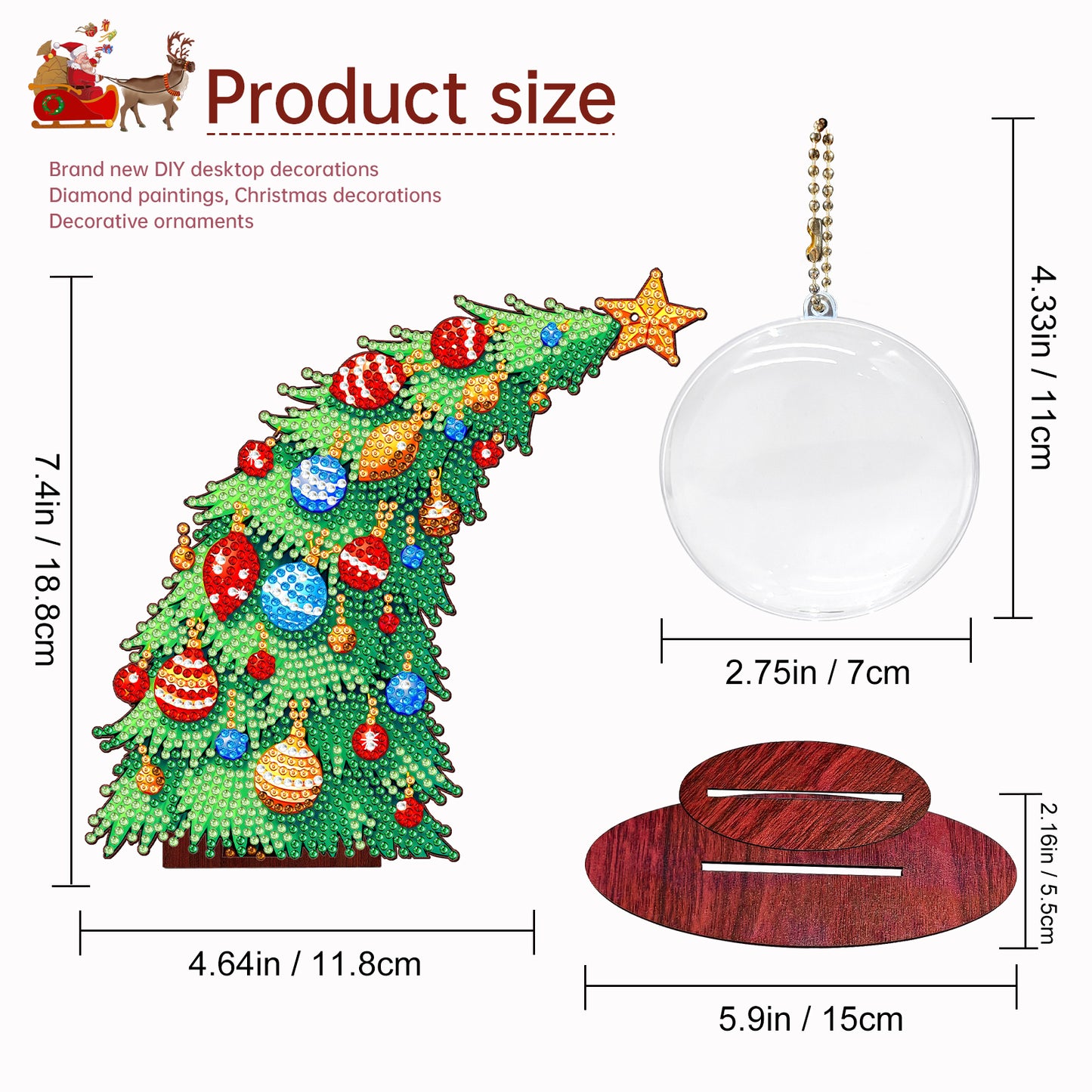 Photo Xmas Tree DIY 2D Flat Wooden Desktop Diamond Art Kit Home Table Decor (B)
