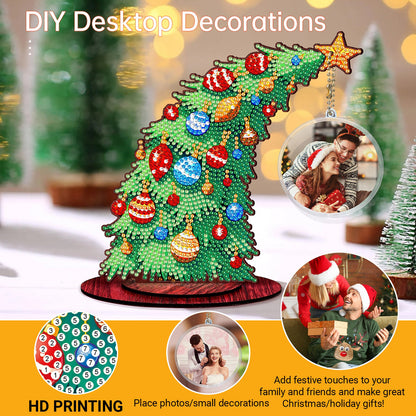 Photo Xmas Tree DIY 2D Flat Wooden Desktop Diamond Art Kit Home Table Decor (B)