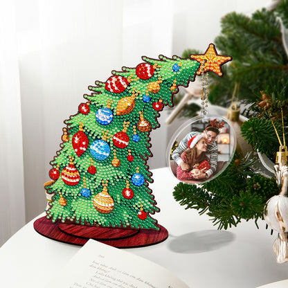 Photo Xmas Tree DIY 2D Flat Wooden Desktop Diamond Art Kit Home Table Decor (B)