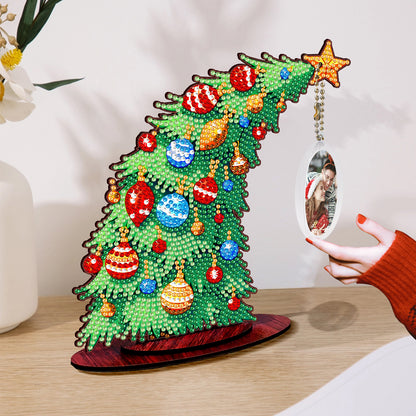Photo Xmas Tree DIY 2D Flat Wooden Desktop Diamond Art Kit Home Table Decor (B)