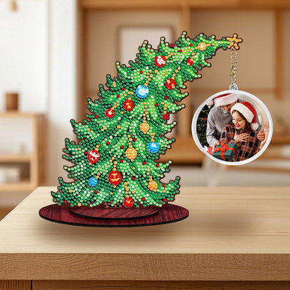 Christmas Tree DIY 2D Flat Wooden Desktop Diamond Art Kit for Adults Beginner(D)