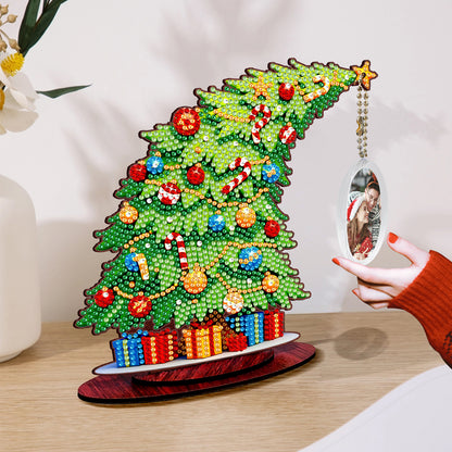 Photo Xmas Tree DIY 2D Flat Wooden Desktop Diamond Art Kit Home Table Decor (E)