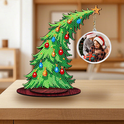 Christmas Tree DIY 2D Flat Wooden Desktop Diamond Art Kit for Adults Beginner(F)