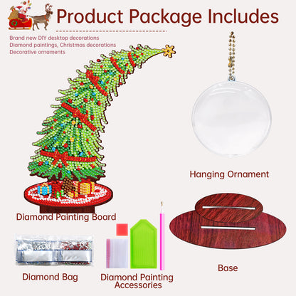Christmas Tree DIY 2D Flat Wooden Desktop Diamond Art Kit for Adults Beginner(H)