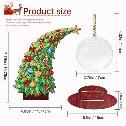 Christmas Tree DIY 2D Flat Wooden Desktop Diamond Art Kit for Adults Beginner(I)