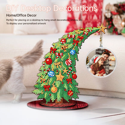 Christmas Tree DIY 2D Flat Wooden Desktop Diamond Art Kit for Adults Beginner(I)