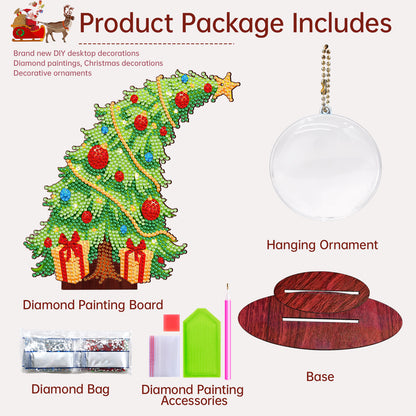 Christmas Tree DIY 2D Flat Wooden Desktop Diamond Art Kit for Adults Beginner(G)