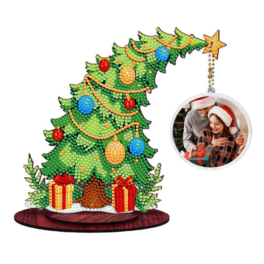 Christmas Tree DIY 2D Flat Wooden Desktop Diamond Art Kit for Adults Beginner(K)
