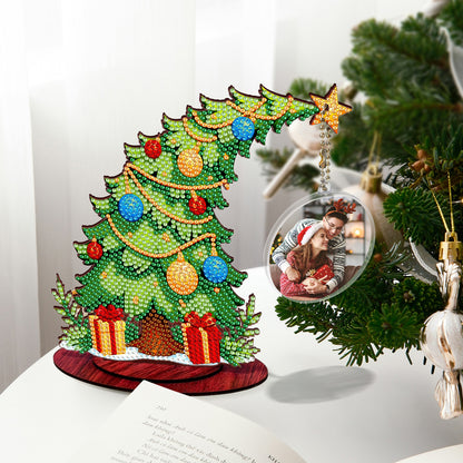 Christmas Tree DIY 2D Flat Wooden Desktop Diamond Art Kit for Adults Beginner(K)