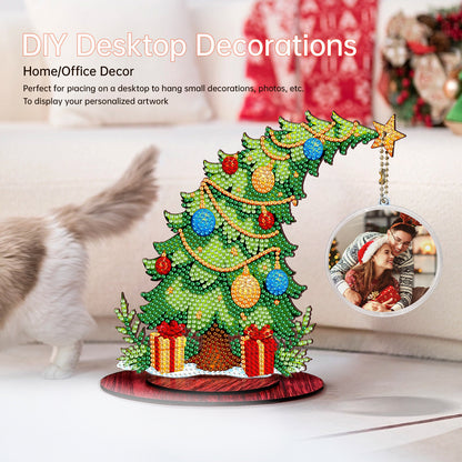 Christmas Tree DIY 2D Flat Wooden Desktop Diamond Art Kit for Adults Beginner(K)