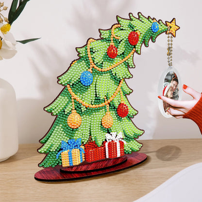 Christmas Tree DIY 2D Flat Wooden Desktop Diamond Art Kit for Adults Beginner(L)