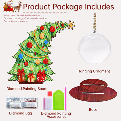 Christmas Tree DIY 2D Flat Wooden Desktop Diamond Art Kit for Adults Beginner(M)