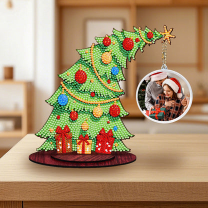 Christmas Tree DIY 2D Flat Wooden Desktop Diamond Art Kit for Adults Beginner(M)