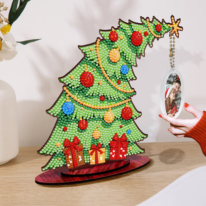 Christmas Tree DIY 2D Flat Wooden Desktop Diamond Art Kit for Adults Beginner(M)