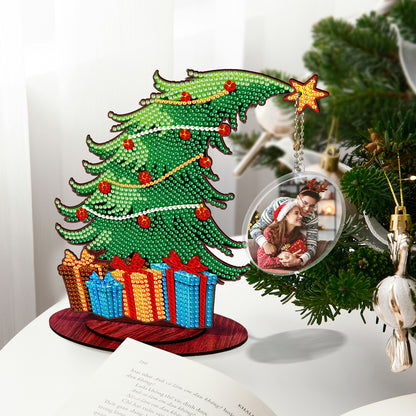 Christmas Tree DIY 2D Flat Wooden Desktop Diamond Art Kit for Adults Beginner(N)