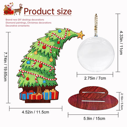 Christmas Tree DIY 2D Flat Wooden Desktop Diamond Art Kit for Adults Beginner(O)