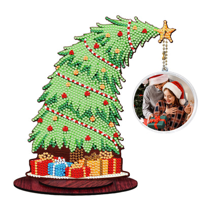 Christmas Tree DIY 2D Flat Wooden Desktop Diamond Art Kit for Adults Beginner(P)