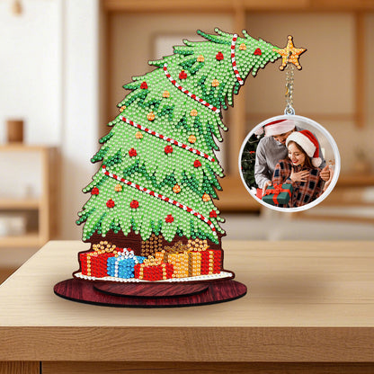 Christmas Tree DIY 2D Flat Wooden Desktop Diamond Art Kit for Adults Beginner(P)