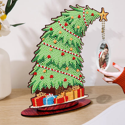 Christmas Tree DIY 2D Flat Wooden Desktop Diamond Art Kit for Adults Beginner(P)