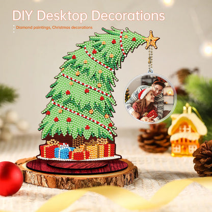 Christmas Tree DIY 2D Flat Wooden Desktop Diamond Art Kit for Adults Beginner(P)