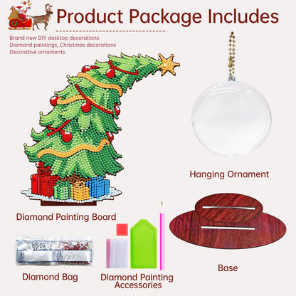 Christmas Tree DIY 2D Flat Wooden Desktop Diamond Art Kit for Adults Beginner(Q)
