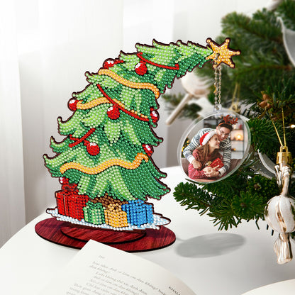 Christmas Tree DIY 2D Flat Wooden Desktop Diamond Art Kit for Adults Beginner(Q)