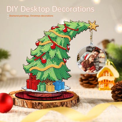 Christmas Tree DIY 2D Flat Wooden Desktop Diamond Art Kit for Adults Beginner(Q)
