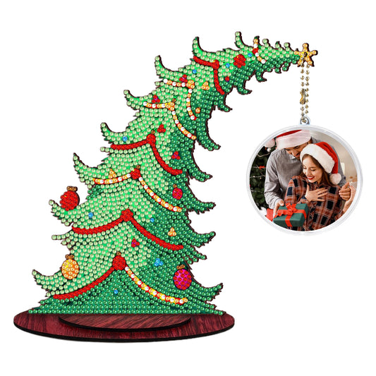 Christmas Tree DIY 2D Flat Wooden Desktop Diamond Art Kit for Adults Beginner(R)