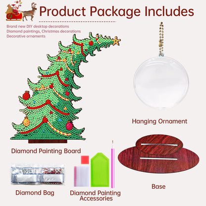Christmas Tree DIY 2D Flat Wooden Desktop Diamond Art Kit for Adults Beginner(R)