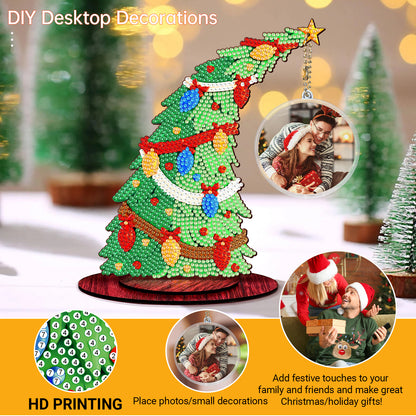 Christmas Tree DIY 2D Flat Wooden Desktop Diamond Art Kit for Adults Beginner(S)