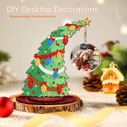 Christmas Tree DIY 2D Flat Wooden Desktop Diamond Art Kit for Adults Beginner(S)